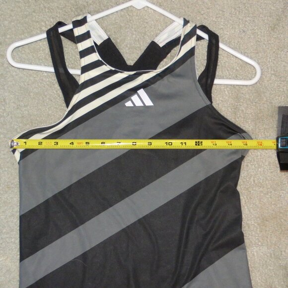 Adidas Sz Small Aeroready Pro Women's Tennis Y-Tank Top Black Gray White Stripe - Picture 8 of 16